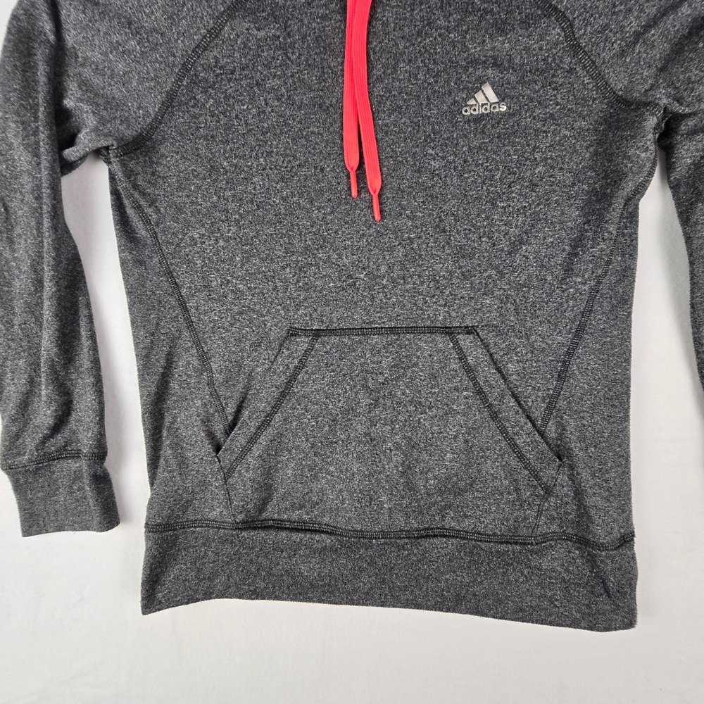 Adidas Ultimate Hoodie Womens XS Gray Pink AH8249 ClimaWarm Pullover Thumbholes - Picture 3 of 12